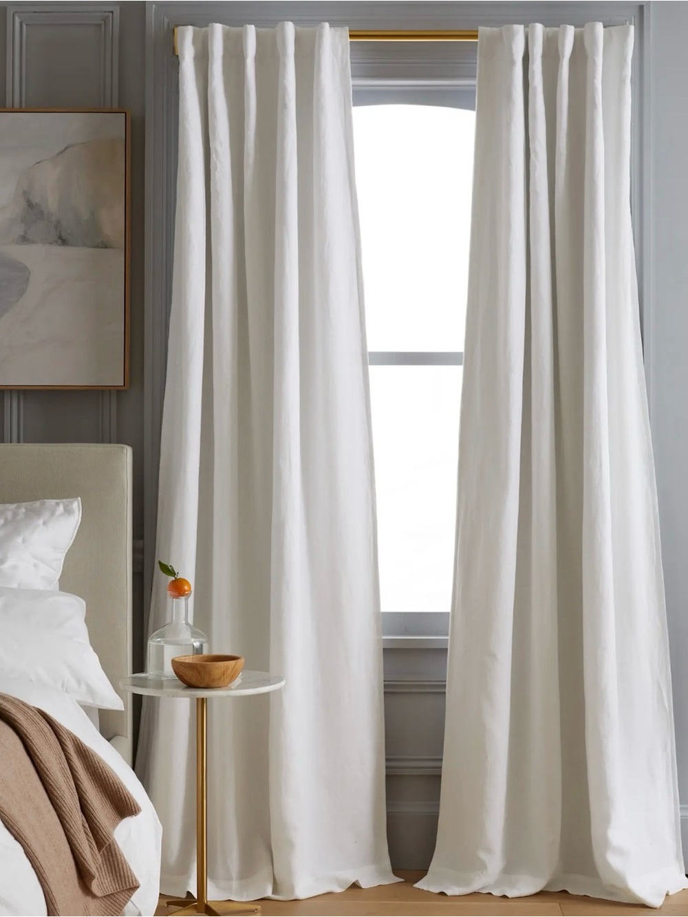 NWOT 48x84 European Linen Room Darkening Curtain Panel in White - Each Panel $92